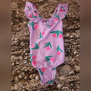 Cat & Jack Pink Floral Tulip One-Piece Swimsuit
